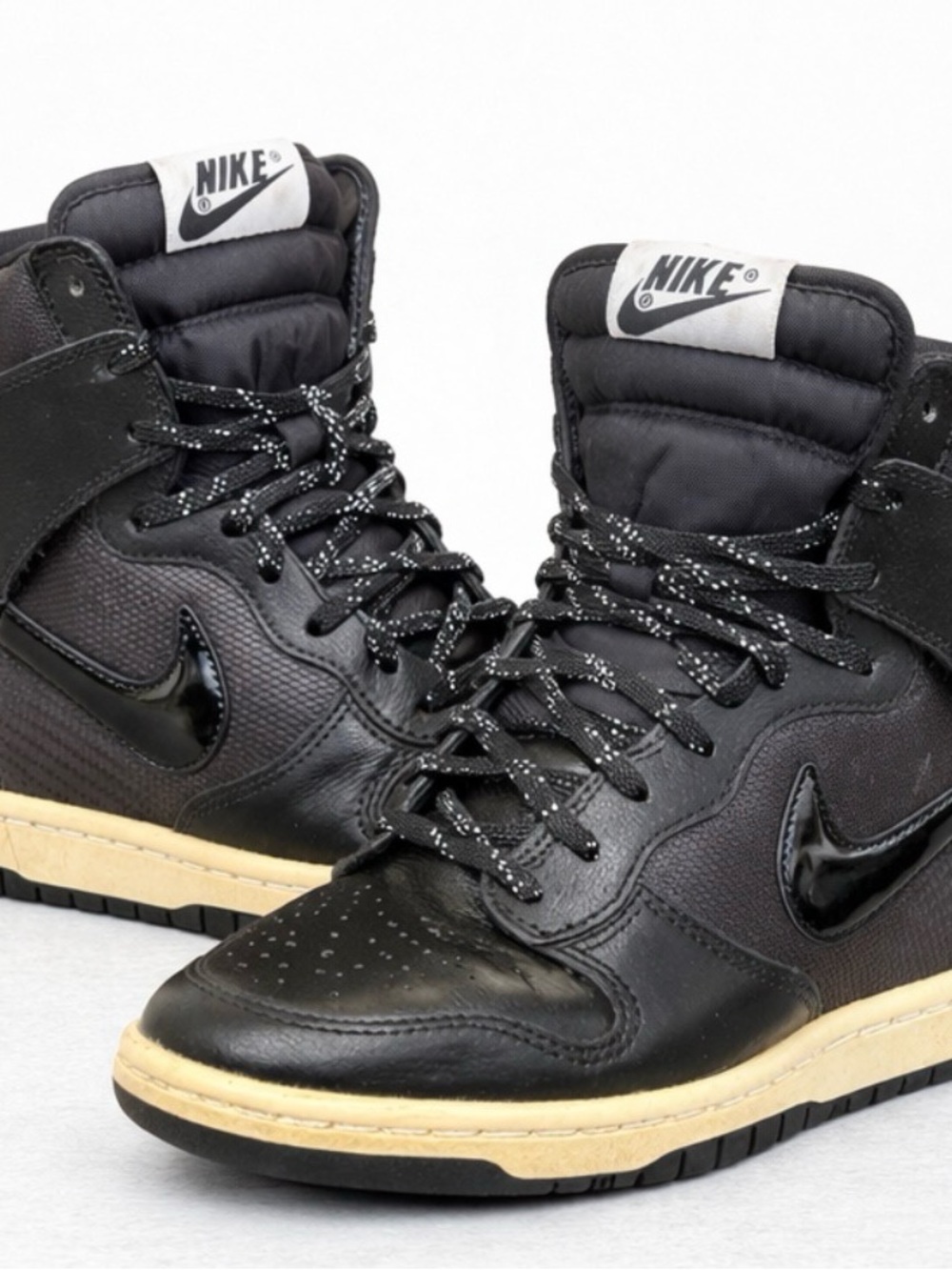 Nike Dunk Sky Hi Wedge Sneakers Black Materials/Patent Swoosh Womens [9.5]